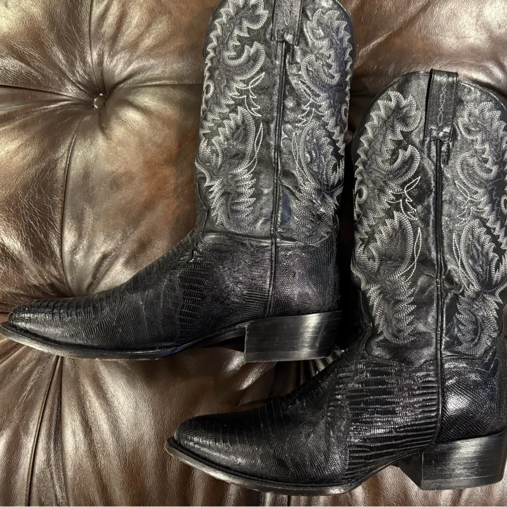 Dan Post 10.5D Black Lizard Cowboy Boots - Picture 6 of 12